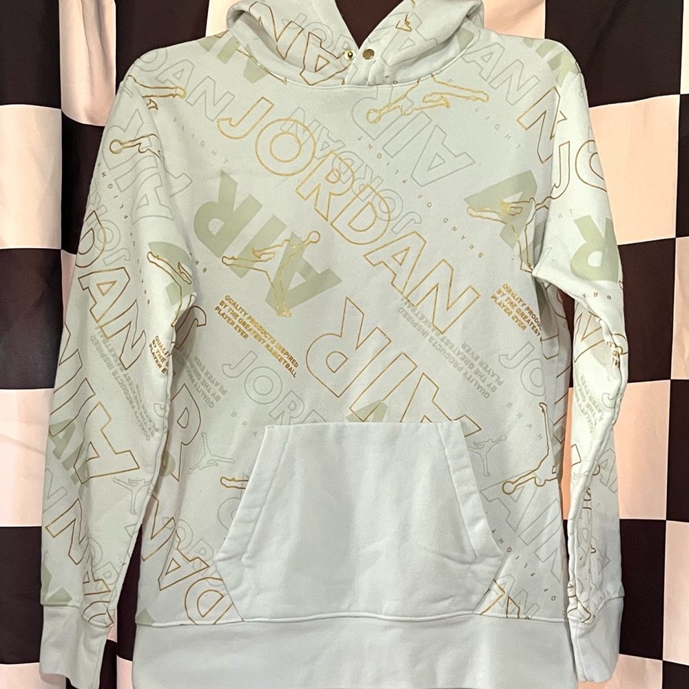 Jordan White Hoodie with Gold Details